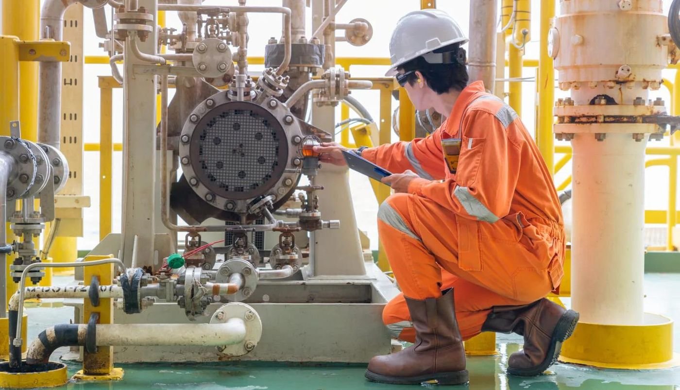 WARAKH technician inspecting equipment on an offshore platform